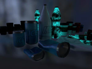 bottles and broken bottles low-poly pbr 3D Model