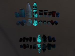 bottles and broken bottles low-poly pbr 3D Модель