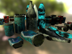 bottles and broken bottles low-poly pbr 3D Модель