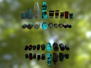 bottles and broken bottles low-poly pbr 3D Model