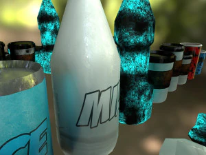 bottles and broken bottles low-poly pbr 3D Model