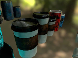 bottles and broken bottles low-poly pbr 3D Model