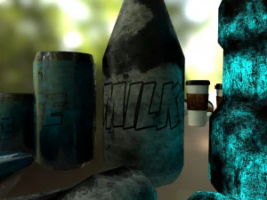 bottles and broken bottles low-poly pbr 3D Model