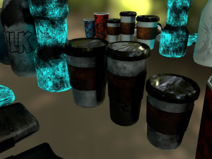 bottles and broken bottles low-poly pbr 3D Модель