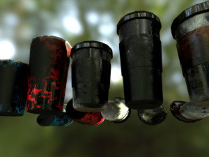 bottles and broken bottles low-poly pbr 3D Модель