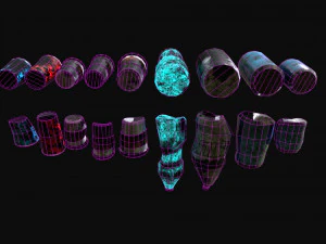 bottles and broken bottles low-poly pbr 3D Model