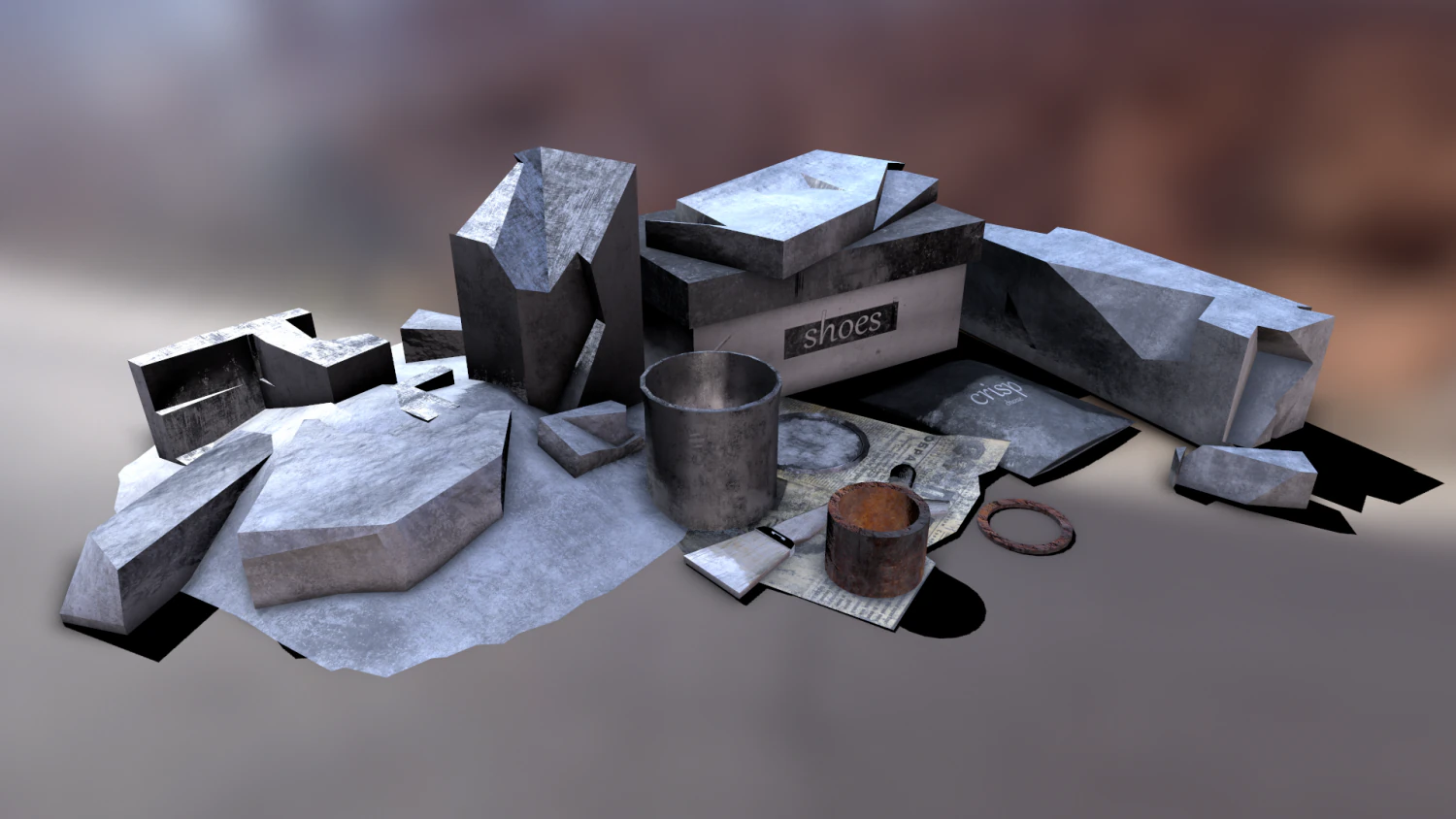 garbage low-poly pbr 3D Model .c4d .max .obj .3ds .fbx .stl .blend