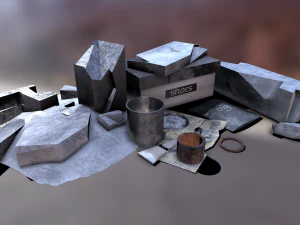 poubelle low-poly pbr Modèle 3D