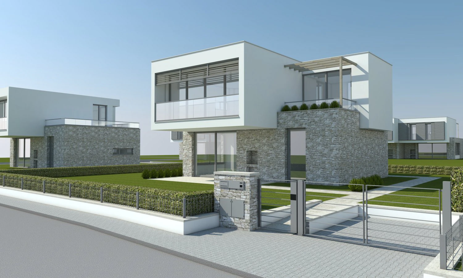 modern villa - single family 3D Model .c4d .max .obj .3ds .fbx .stl .blend 