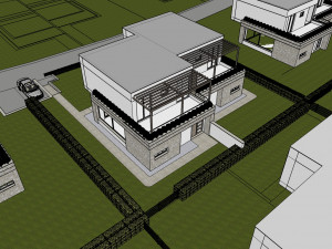 modern villa - attached 2 units 3D 模型