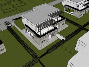 modern villa - attached 2 units 3D Model