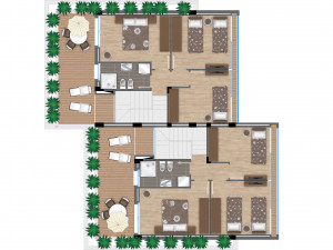 modern villa - attached 2 units 3D 模型