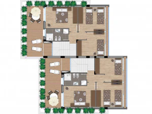 modern villa - attached 2 units 3D Model
