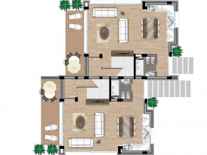 modern villa - attached 2 units 3D 模型