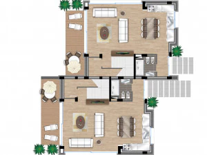 modern villa - attached 2 units 3D Model