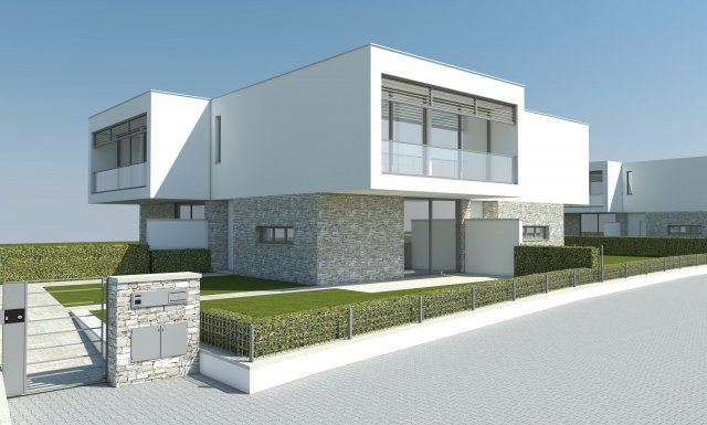 modern villa - attached 4 units 3D मॉडल .c4d .max .obj .3ds .fbx .stl .blend 