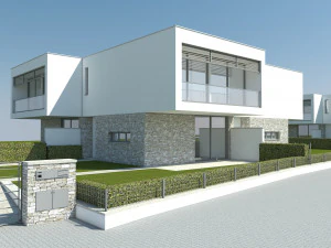 modern villa - attached 4 units 3D Model