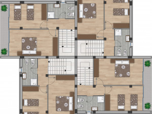 modern villa - attached 4 units 3D मॉडल
