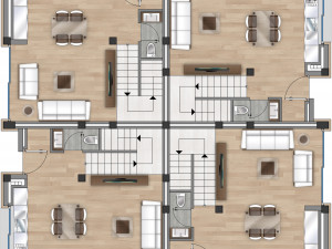 modern villa - attached 4 units 3D मॉडल
