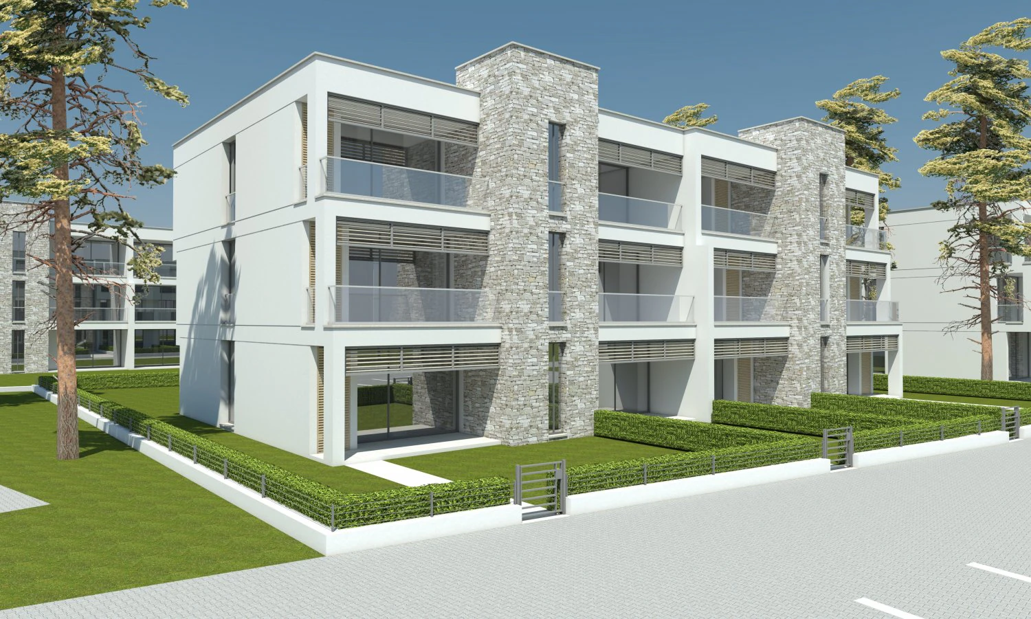 beach apartment building type 2 3D Model .c4d .max .obj .3ds .fbx .stl .blend 