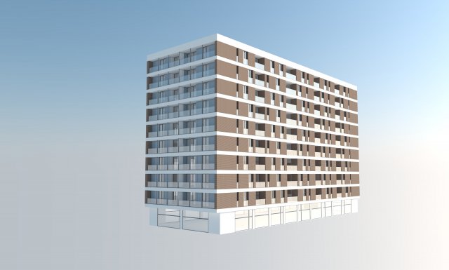 10 story apartment building 3D 模型 .c4d .max .obj .3ds .fbx .stl .blend 