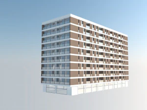 10-stöckiges Mehrfamilienhaus 3D Modell