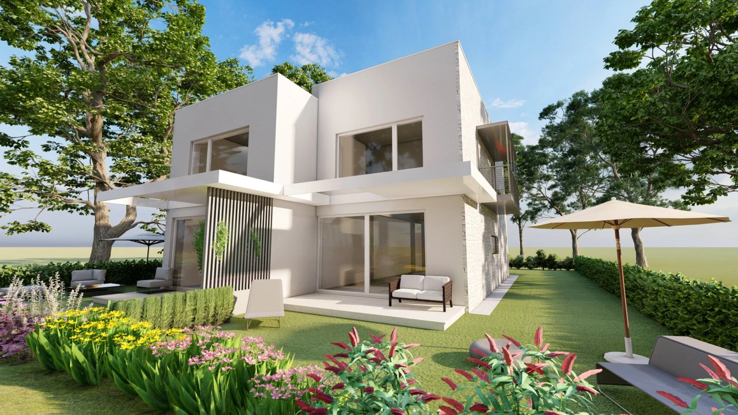 contemporary villa 2-units 3D Model .c4d .max .obj .3ds .fbx .stl .blend