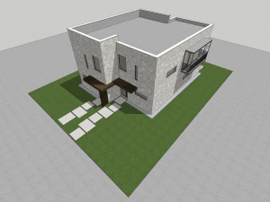 contemporary villa 2-units 3D Model