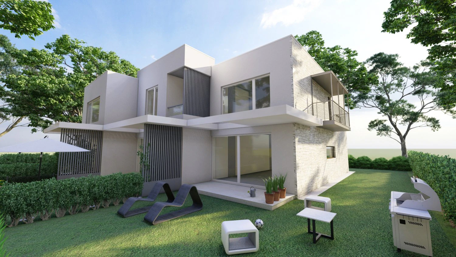 villa contempor&acirc;nea com 3 unidades Modelo 3D .c4d .max .obj .3ds .fbx .stl .blend 