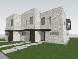 villa contempor&acirc;nea com 3 unidades Modelo 3D