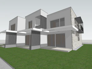 villa contempor&acirc;nea com 3 unidades Modelo 3D