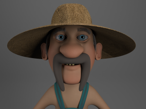 cartoon redneck no rig Modello 3D