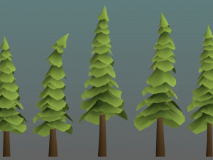 confier trees pack low poly obj fbx 3D मॉडल