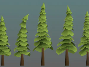 침엽수 나무 팩 낮은 폴리 obj fbx 3D 모델
