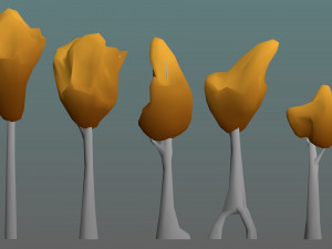 deciduous trees low poly pack obj fbx 3D मॉडल