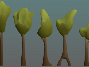 deciduous trees low poly pack obj fbx 3D मॉडल