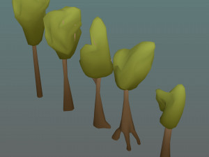 deciduous trees low poly pack obj fbx 3D मॉडल