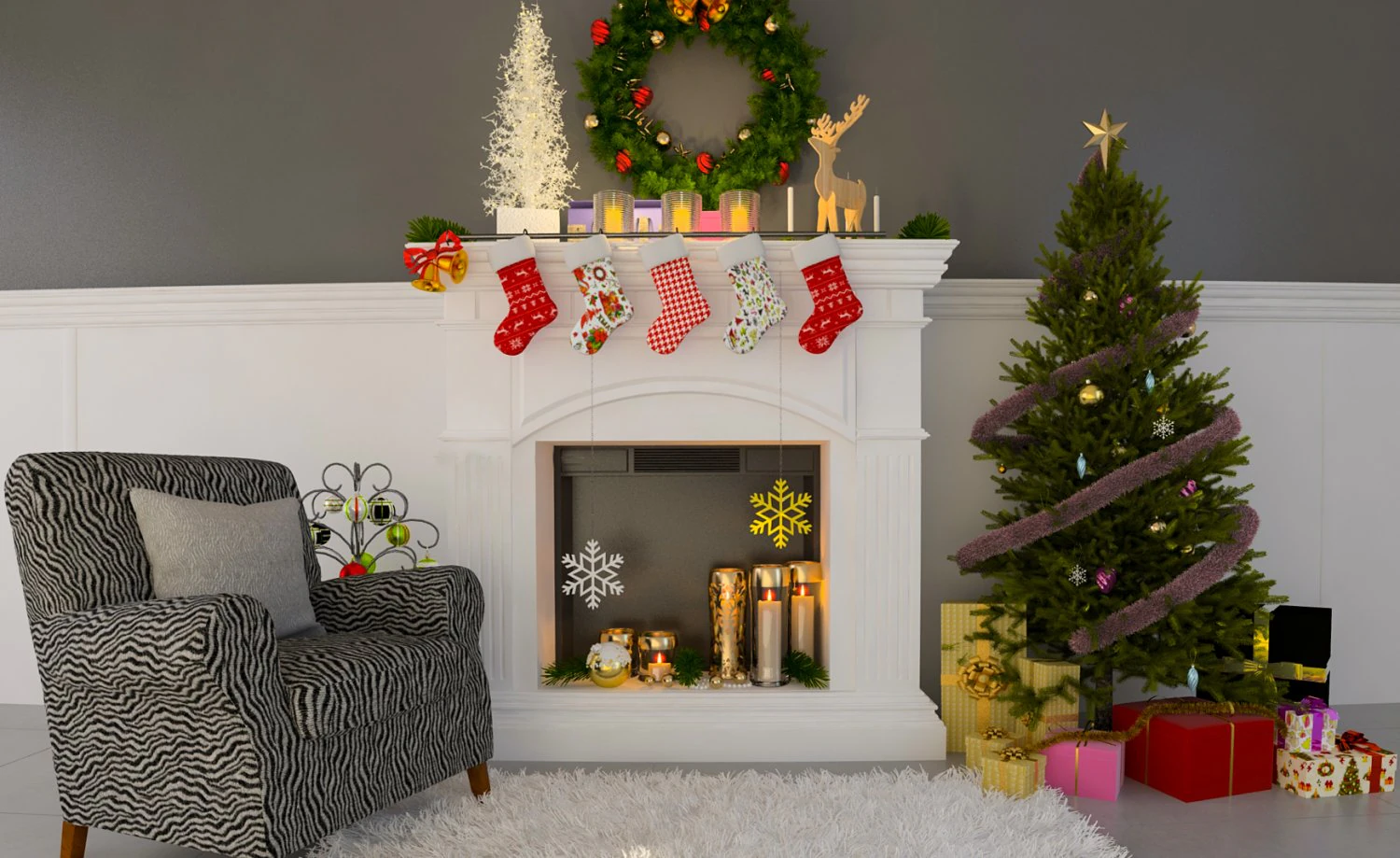 fireplace area design 3D Model .c4d .max .obj .3ds .fbx .stl .blend 
