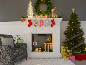 暖炉エリアのデザイン 3Dモデル