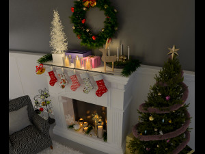 fireplace area design Modello 3D