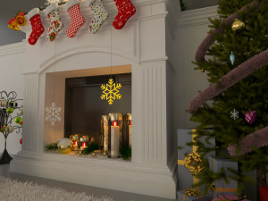fireplace area design Modello 3D