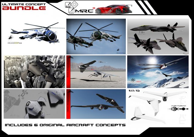 ultimate aircraft concepts bundle 3D Model .c4d .max .obj .3ds .fbx .stl .blend 