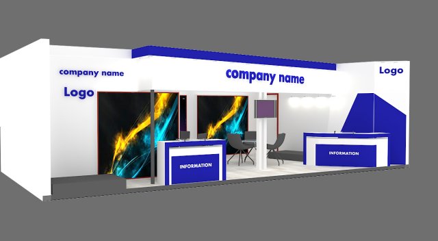 exhibition stand 32 3D Model .c4d .max .obj .3ds .fbx .stl .blend 