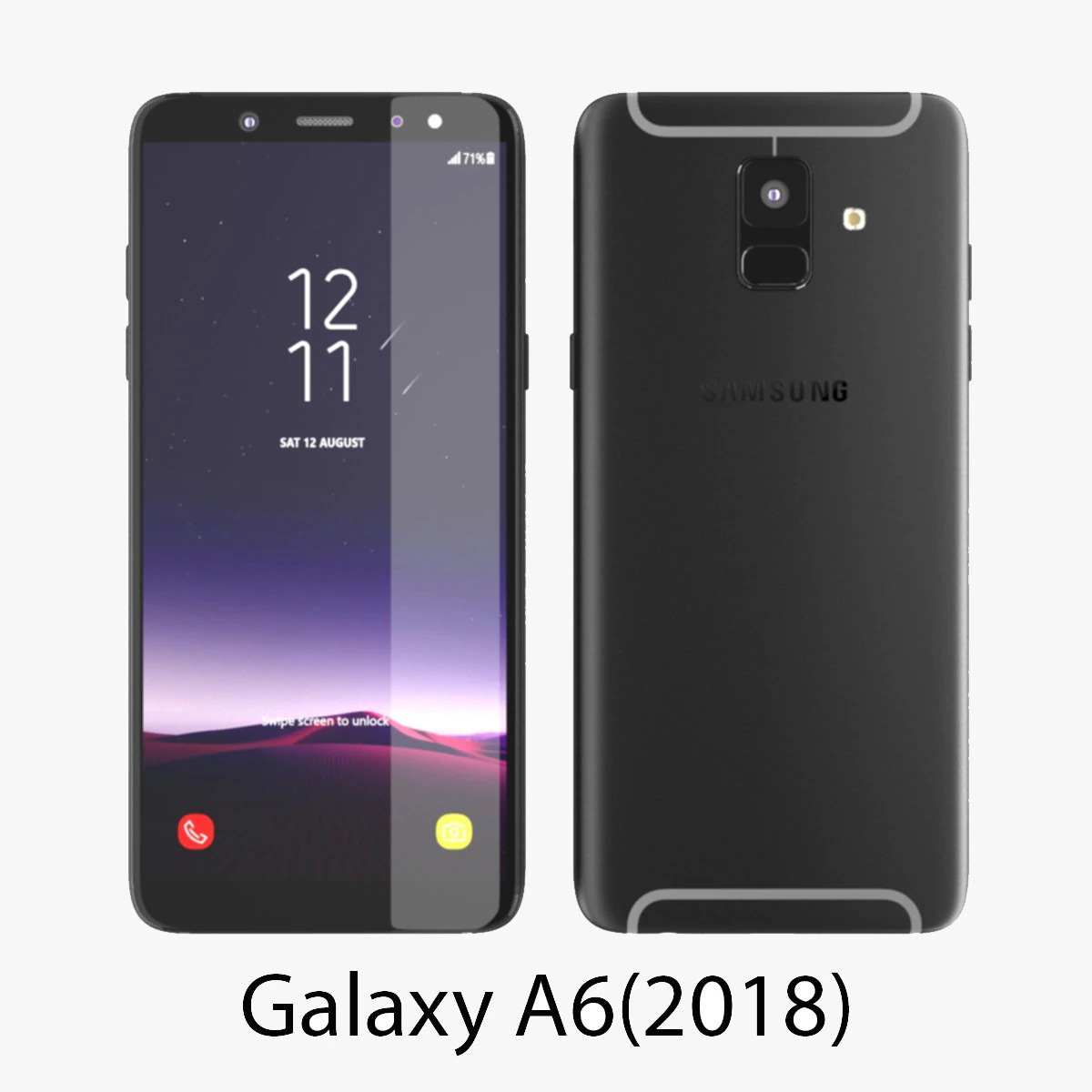 samsung galaxy a6 2018 3D Model .c4d .max .obj .3ds .fbx .stl .blend