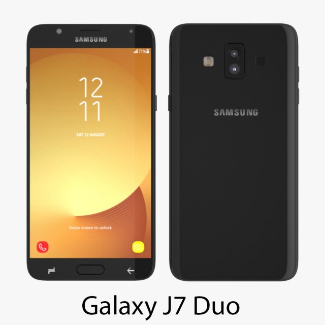 samsung galaxy j7 duo 3D Model .c4d .max .obj .3ds .fbx .stl .blend 
