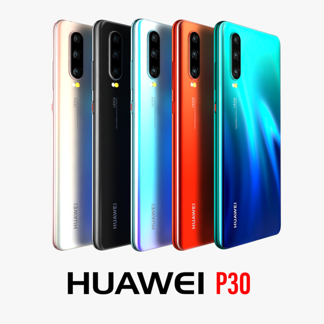 huawei p30 all colors Model 3D .c4d .max .obj .3ds .fbx .stl .blend 