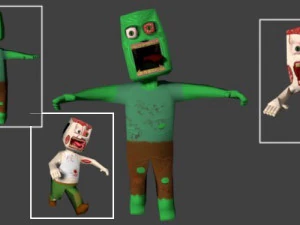 ゾンビ キャラクター ローポリ アニメーション リグ テクスチャ付き 3Dモデル