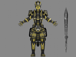 armored robot character Modello 3D