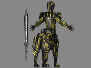 armored robot character Modello 3D