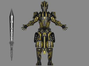 armored robot character Modello 3D